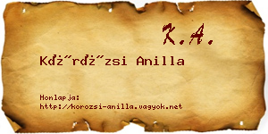 Körözsi Anilla névjegykártya